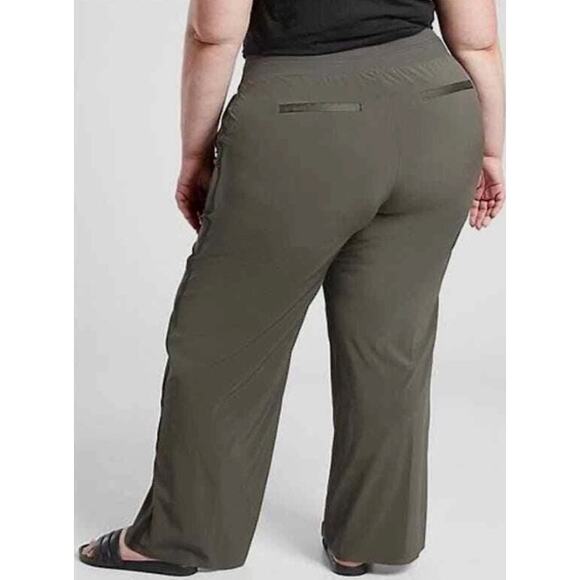 Athleta Nolita Wide Leg Pull-On Pants, Mountain Olive Green, Plus Size 26W - Picture 2 of 8